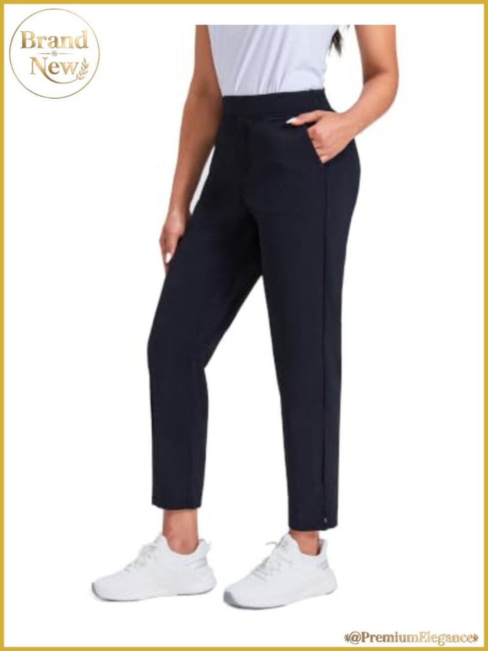 Women's Golf Pants Tapered Slim Fit High Waisted Ankle 7/8 Stretch Work Slacks